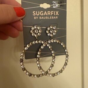 BaubleBar Silver Crystal Hoop Earrings